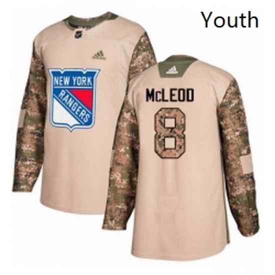 Youth Adidas New York Rangers 8 Cody McLeod Authentic Camo Veterans Day Practice NHL Jersey